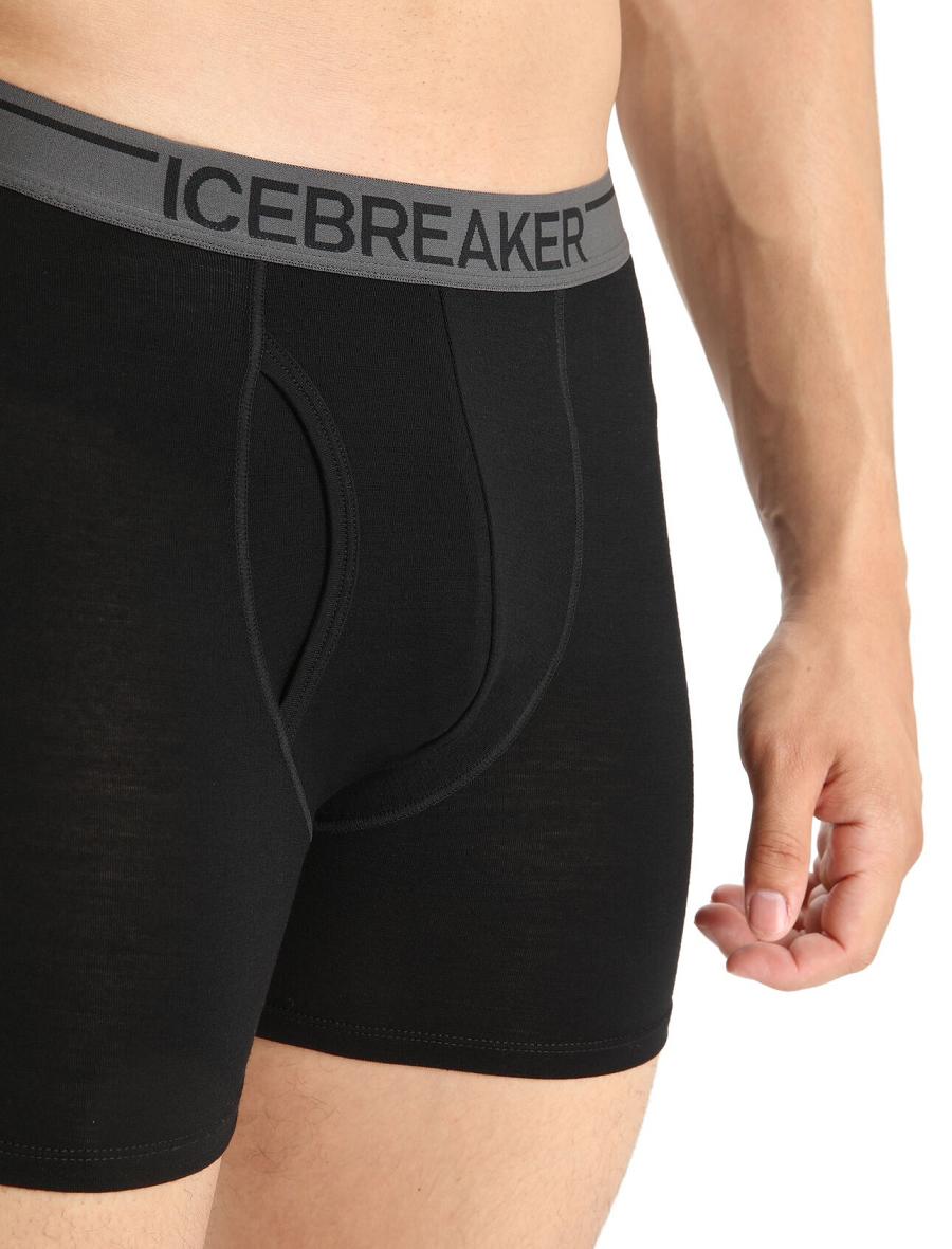 Sous Vêtement Icebreaker Merino Anatomica Boxers With Fly Homme Noir | FR 1309UZGT